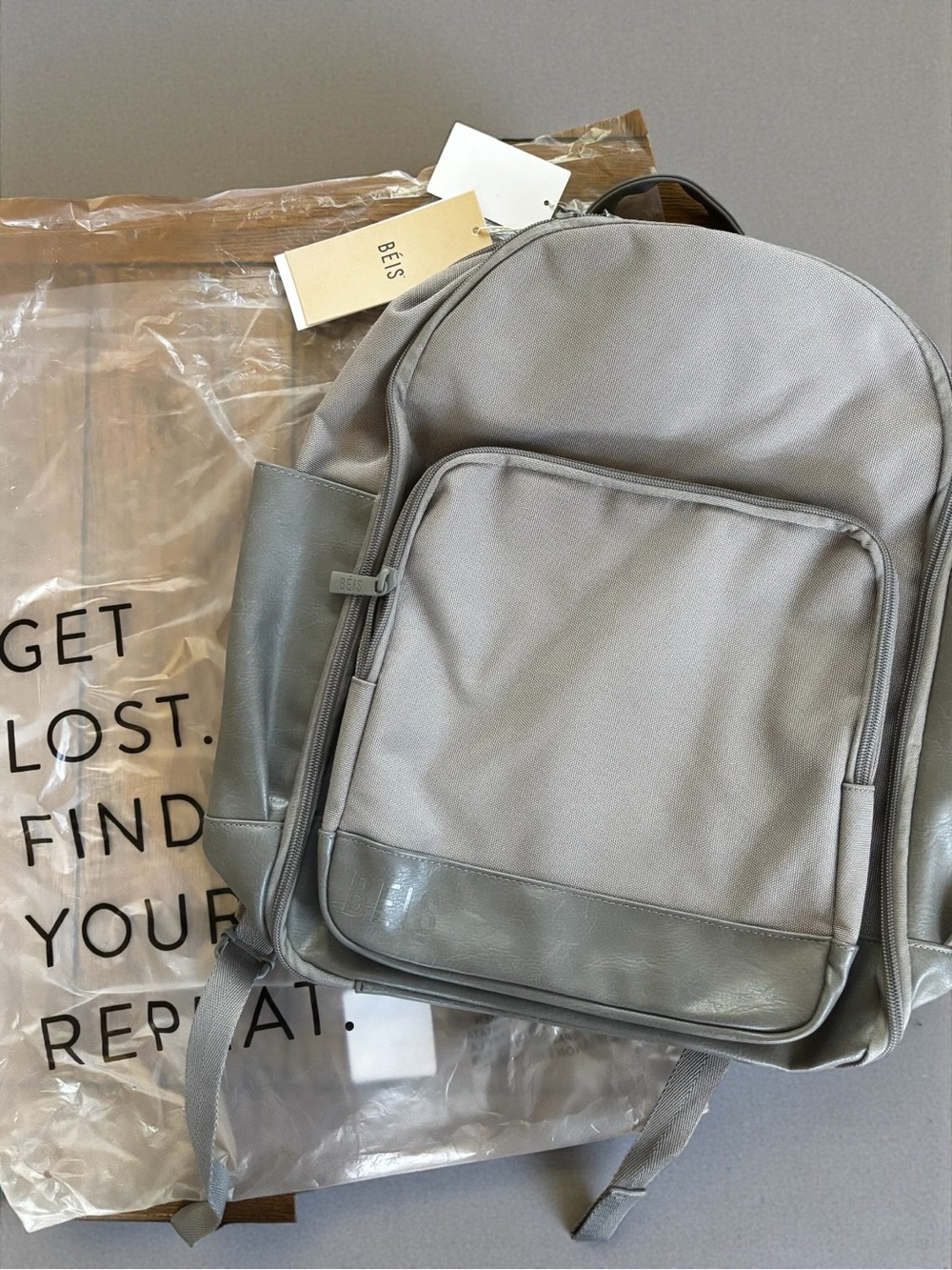 BEIS The Travel Backpack in Grey (NWT)